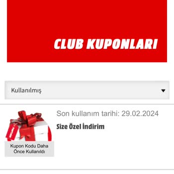 Media Markt Clup Kupon Kullanılamaması / Süreçle İlgili Dönüş Olmaması