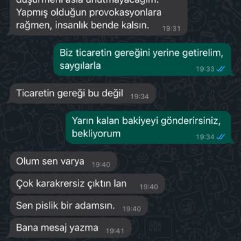 Turyap Haydarbey Temsilcisi Yaptığım Satış İşleminden Paramı Ödemiyor