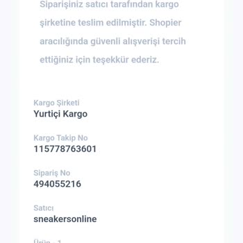 Shopier  Satıcısı Sneakersonline Mağazası İade Talebi