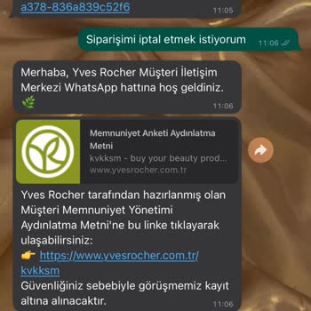 Yves Rocher Sipariş İptali Yapamama Cayma Hakkı İhlali