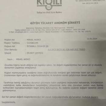 Kiğılı Giyim Kalite Ve Hizmet Hayal Kırıklığı