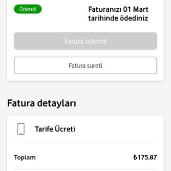 Vodafone Kullanılmayan Faturalandırılma Aşırı Fatura