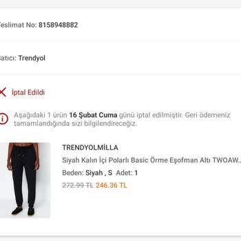 Trendyolmilla Para İadesi Olmadı