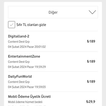 Vodafone Bilinmeyen Abonelik Hakkında Yüksek Fatura.