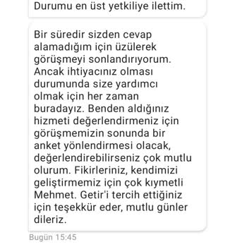 Getir Teslim Edilmeyen Geciken Gelmeyen Yemek. Teslim Edildi Gösterildi.