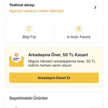 Migros Hemen İademi Yapmadı