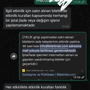 Biletinial İptal İade Saçmalığı