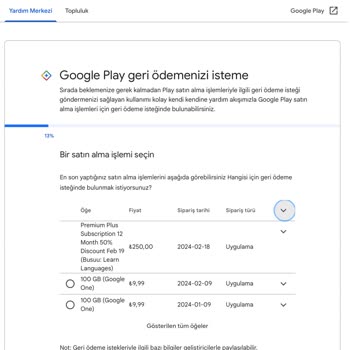 Google Play İade Talebim Ödenmedi