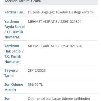 Aile ve Sosyal Hizmetler Bakanlığı Doğalgaz Tüketim Desteği