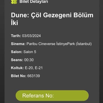 İstinyepark Paribu Sinema Dune Çöl Gezegeni 00.30 Seansı Sözde (IMAX)