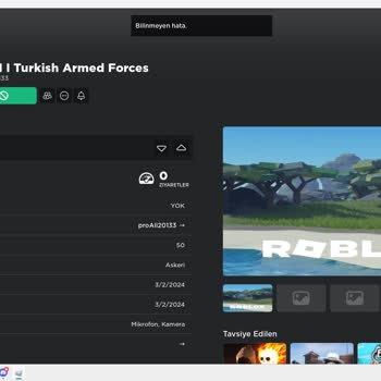 Roblox Bilinmeyen Hata Problemi