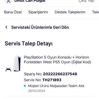 Teknosa PlayStation 5 Kol Arızası 2 Hafta Hiçbir İşlem Yapılmamış.