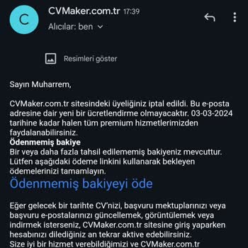 CV Maker Üzerinden CV Oluşturdum 3 Ay Sonra Ödeme İstiyor.