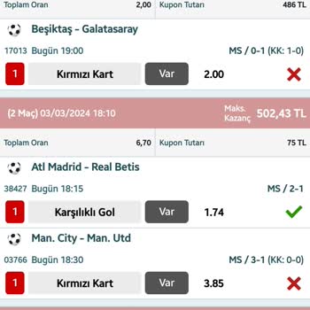 Nesine Nin Adaletsizliği... Kırmızı Karta Bahis Oynadım Ve Kazandım.