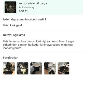 Dolap İade Mağduriyeti Ürünüm Kargoda Kırılmış Ama Maddi Açıdan Mağdur Benim