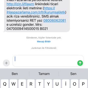 İhlas Ev Aletleri Telefonuma Saçma Sapan Bir Mesaj