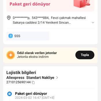 Aliexpress Ürün Geri Dönmesi