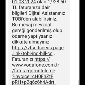 Vodafone Sözde Paket Aşımı Olan Cep Telefon Faturası