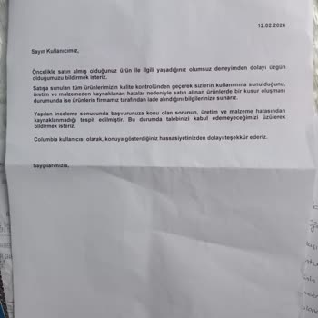 Columbia Montun İlk Yıkamada Tüyleri Yok Oldu Ama İade Yapmıyorlar.