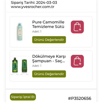 Yves Rocher Siparişimi İptal Etmek İstiyorum