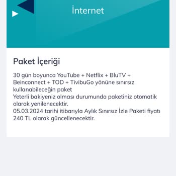 Türk Telekom Ek İnternet Paketi Kullanım Sürelerinde Yanlış Beyan.