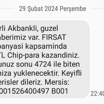 Akbank Kazandığım Chip Paranın Geri Çekilmesi