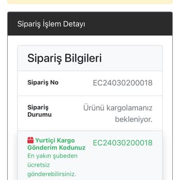 Yurtiçi Kargo Kargo Takip Numarası İstiyorum