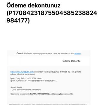 Huriş Butik Paramı Alıp Ürünümü Göndermediler