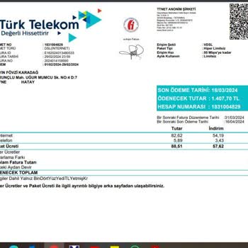TTNET Deprem Bölgesinde Kullanılmayan Hat Faturası