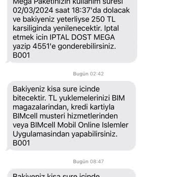 Bimcell Hattımda Yeterli Bakiye Olmasına Rağmen Paketin Yenilenmemesi