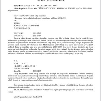 Evve İcra Dosyası Takibi Ve Çözüm Talebi