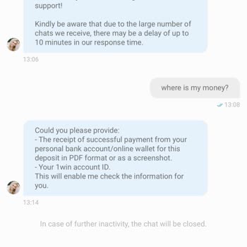 1win Deposit Not Reflected in My Account. Id 66608086