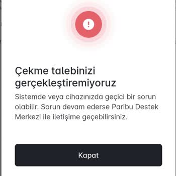 Paribu Çekme İşleminizi Gerçekleştiremiyoruz