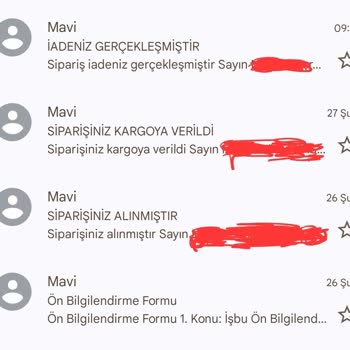 Mavi Nedensiz Sipariş İptali