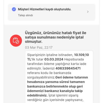 Hepsiburada Tek Taraflı Siparişin İptal Edilmesi