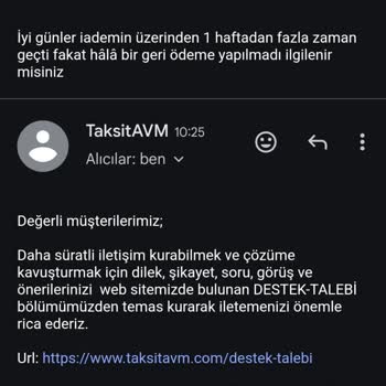 Taksitavm.com Ücret İademi İstiyorum