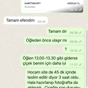 Merkez Çiçekçim Çiçek Siparişi Verdim Ürünüm Gelmedi