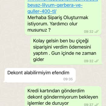 Merkez Çiçekçim Çiçek Siparişi Verdim Ürünüm Gelmedi