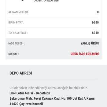 Decathlon Kargoya Verdiğim İadeye Kargoya Verilmedi Diyor