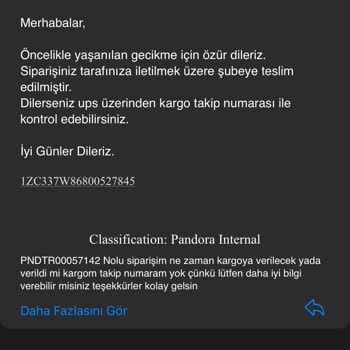 UPS Türkiye Kargo Siparişim Pandora Aldığım Ürün
