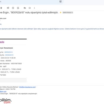 Ado Bilişim Ürünleri Göndermiyor İptal Ediyor