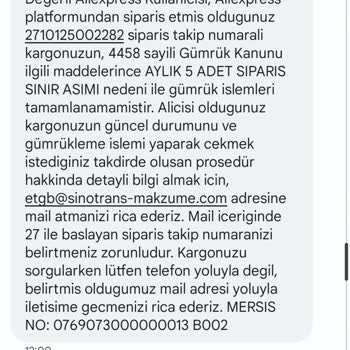 Sinotrans Makzume Lojistik Alınan Dört Adet Ürün Beş Adeti Geçti Diye Ürün Gümrük Te Kalıyor