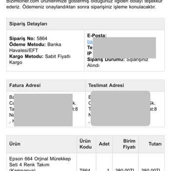 Bizim Toner Parayı Aldı Siparişi Göndermedi