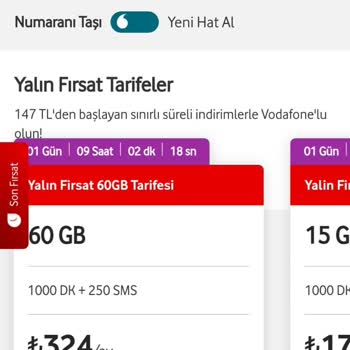 Vodafone Yeni Tarife Fiyatları