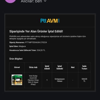 Epttavm Enine Boyuna Eğitim Keyfi Sipariş İptali