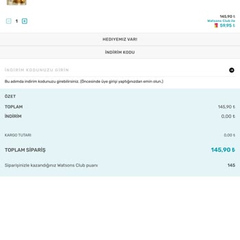 Watsons Sepette İndirim Olmuyor