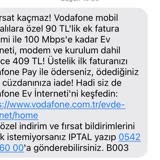 Vodafone Net Sürekli SMS Atıyor SMS İptalini Gerçekleştirmiyor