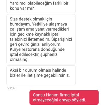Adile Sultan Ev Yemekleri Bahçelievler Şubesinin İade Politikası Ve Sipariş Gecikmesi