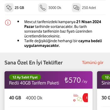 Vodafone Fahiş Fiyatlı Tarifeler