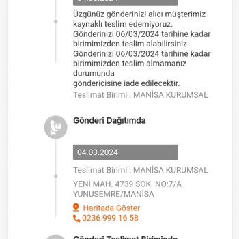 MNG Kargo Manisa Yunusemre Kargo Teslim Etmedi